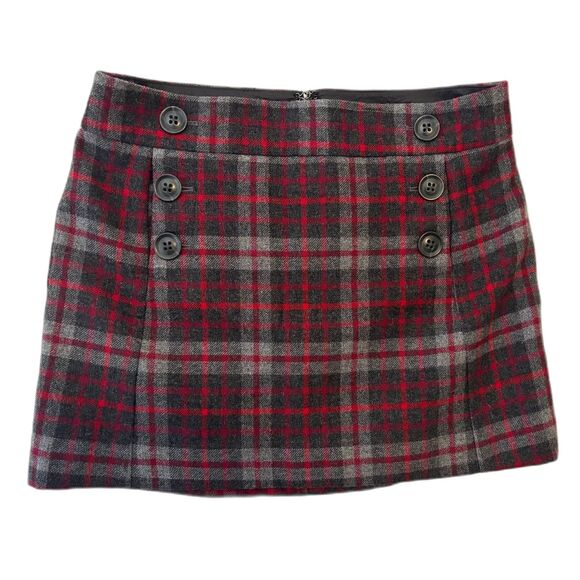 GAP Dresses & Skirts - Gap Vintage Plaid Wool Blend Mini Skirt Red & Grey Size10 Preppy Y2K Holiday